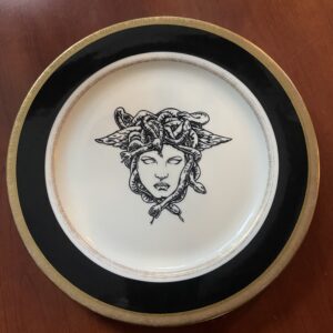 Medusa logo on a plate